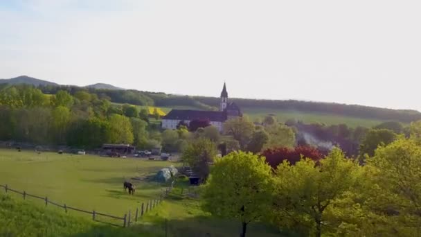 Cinematic Drone Footage Small Castle Lower Saxony Germany Sunset — Video Stock