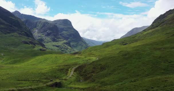 Aerial Glen Coe Three Sisters Highlands Scotland — Vídeo de stock