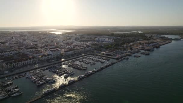 Aerial View Coastal Village Vila Real Santo Antonio Marina Bright — Stock Video