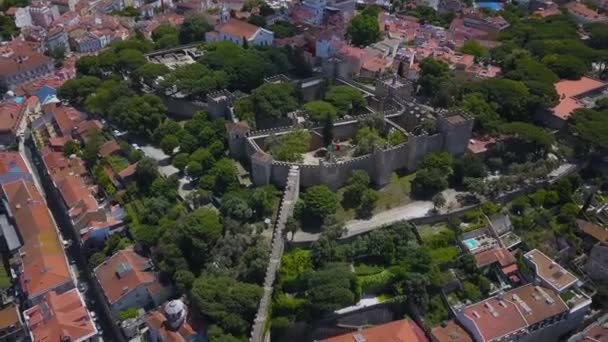 Lissabon Portugal Luftaufnahme Der Burg Sao Jorge Castelo Jorge — Stockvideo