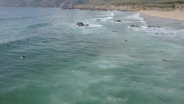 Nyugodt Napos Nyári Nap Atlanti Óceán Partján Portugáliában Praia Guincho — Stock videók