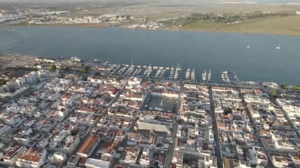 Vysoký Panoramatický Výhled Vesnici Vila Real Santo Antonio Řeky Guadiana — Stock video