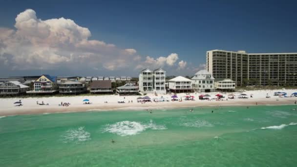 Luxury Hotels Buildings Waterfront Resort Panama City Beach Florida Aerial — 图库视频影像