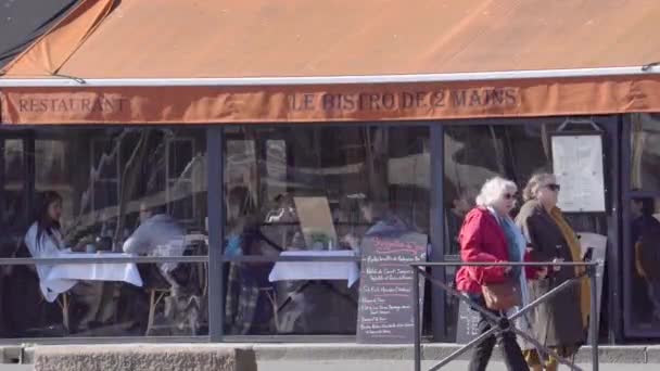 Pemandangan Eksterior Restoran Pelabuhan Marina Honfleur Normandia Prancis Statik — Stok Video