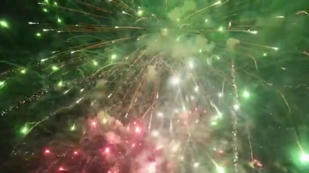 Aerial View Fireworks Lighting Night Sky — Video