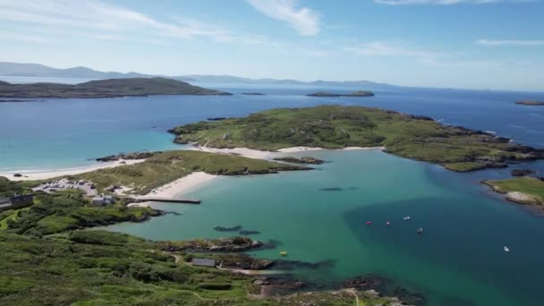 Islands Beaches Set Blue Sea Crystal Clear Water Wild Atlantic — Stockvideo