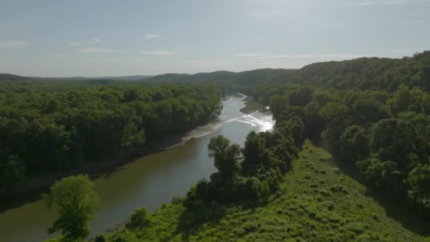 Flyover Όμορφη Meramec River Στο Castlewood Στο Louis Μιζούρι Ένα — Αρχείο Βίντεο