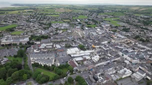 Tralee Stadscentrum County Kerry Ierland Stijgende Drone Luchtfoto — Stockvideo