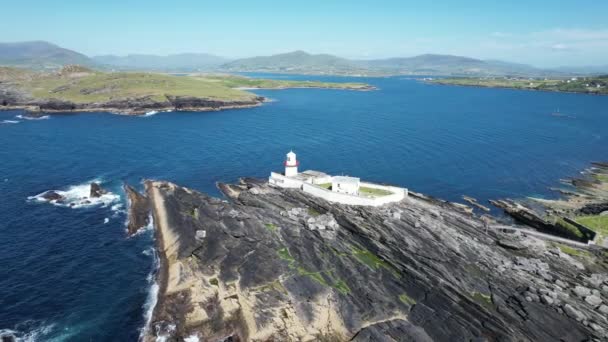 Faro Valentia Isla Valentia Condado Kerry Irlanda Vista Aérea Drones — Vídeo de stock