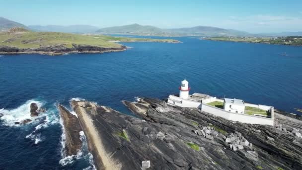 Faro Valentia Condado Kerry Irlanda Vista Aérea Del Dron — Vídeo de stock