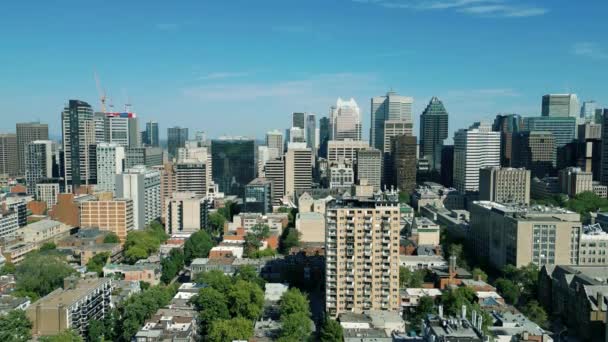 Cinematic Urban Drone Footage Aerial View Buildings Skyscrapers Middle Downtown — Vídeo de Stock