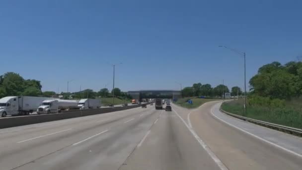 Reizen Illinois State Tolweg Wegen Straten Bouwen Langzaam Verkeer Spits — Stockvideo
