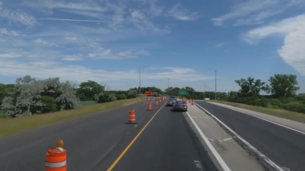 Ταξιδεύοντας Στο Illinois State Tollway Δρόμους Και Δρόμους Κατασκευή Αργή — Αρχείο Βίντεο