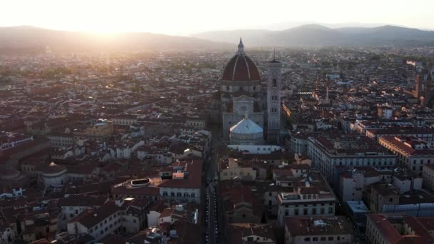 Breathtaking Cityscape Florence Firenze Tuscany Italy Sunrise Aerial Establishing — Vídeos de Stock