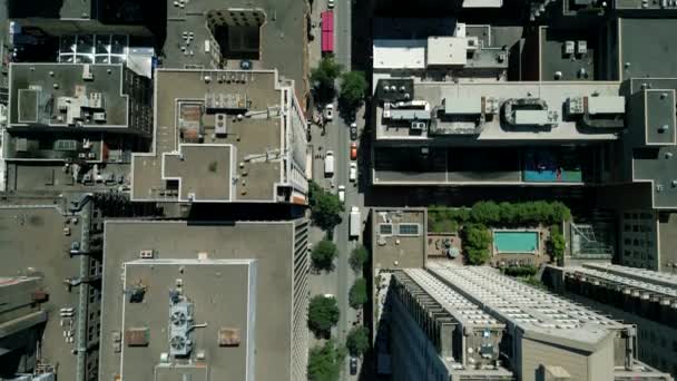 Cinematic Urban Drone Footage Aerial View Flying Buildings Boulevards Middle — Vídeo de Stock