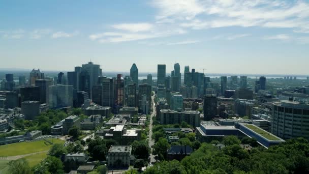 Cinematic Urban Drone Footage Aerial View Buildings Skyscrapers Middle Downtown — Vídeo de Stock