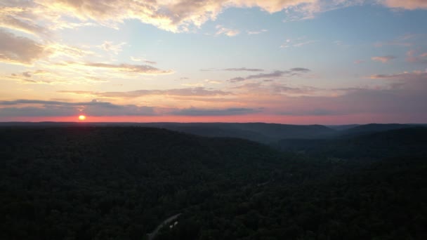 Panoramic View Allegheny National Forest Sunset Summer Storm Warren Pennsylvania — Stockvideo