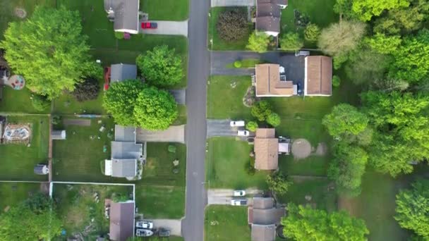 Top Drone Άποψη Της Αμερικανικής Προαστιακής Γειτονιάς Καθιέρωση Στιγμιότυπου Του — Αρχείο Βίντεο