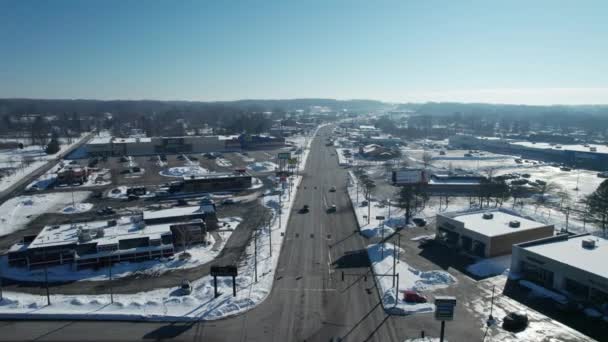Aerial View Nile Ohio Eastwood Mall Its Surrounding Covered Ice — Video Stock