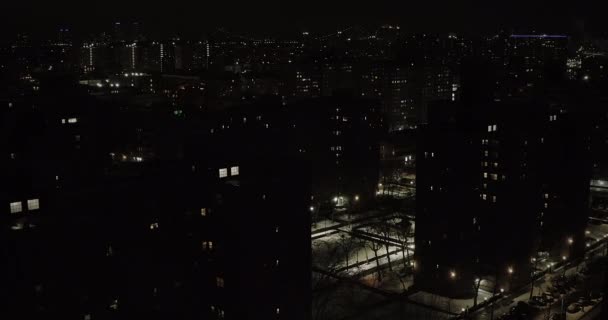 Nighttime Winter Aerial Flight Housing Projects Harlem Nyc — Stockvideo
