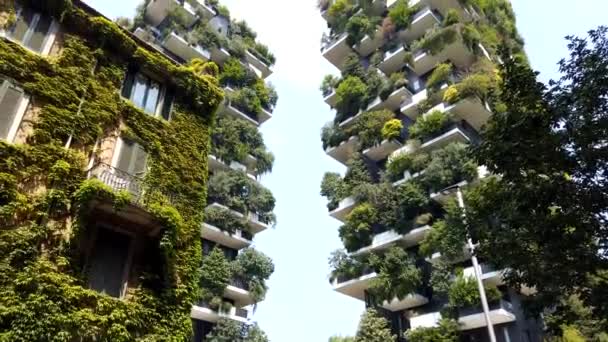 Timelapse Del Bosco Verticale Famoso Edificio Verde Milán Italia — Vídeos de Stock