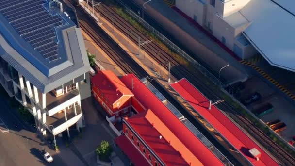 Top View Estação Ferroviária South Brisbane Queensland Austrália Drone Aéreo — Vídeo de Stock