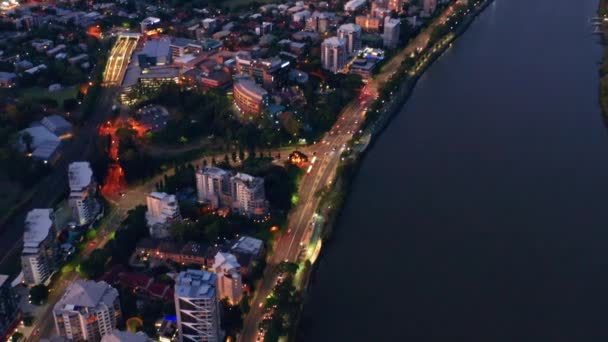 Night View City Buildings Traffic Coronation Drive Toowong Brisbane City — Stockvideo