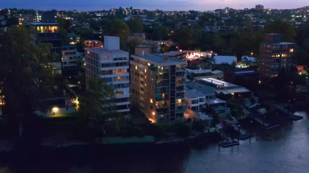 Appartements Résidentiels Long Rivière Brisbane Nuit Toowong Brisbane Australie Aérien — Video