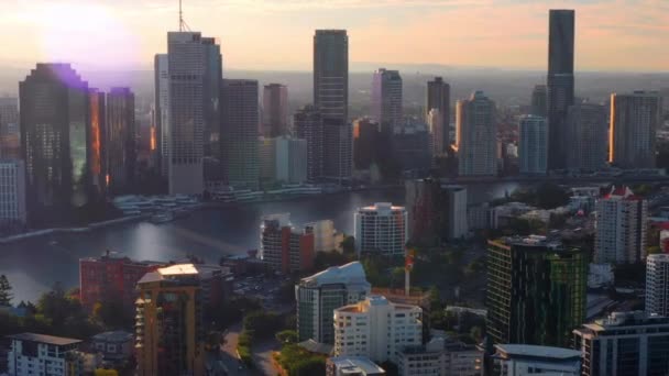 Panoramisch Uitzicht Vanuit Lucht Brisbane City Zuidelijke Voorstad Van Kangaroo — Stockvideo