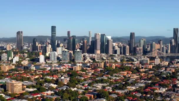 Architectural Towers Buildings Brisbane City Business District Sunny Day Queensland — 图库视频影像