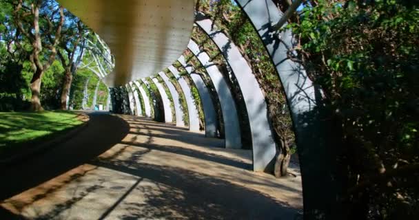 Sideway Curling Galvanised Steel Posts Arbour South Bank Parklands South — Wideo stockowe