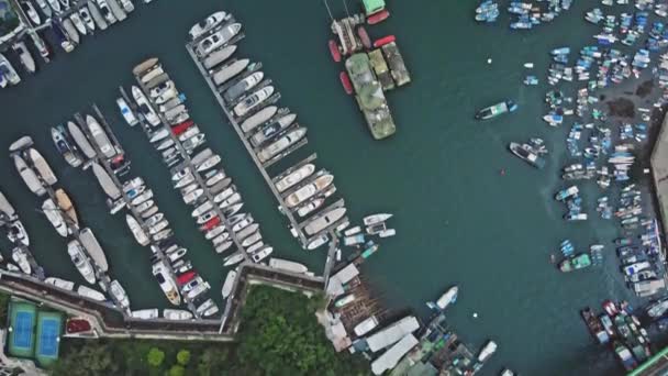 Aerial Top View Typhoon Shelter Aberdeen Hong Kong — 图库视频影像