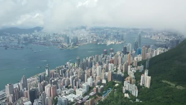 Beautiful Drone View Hong Kong Central Victoria Habour Hong Kong — Vídeos de Stock