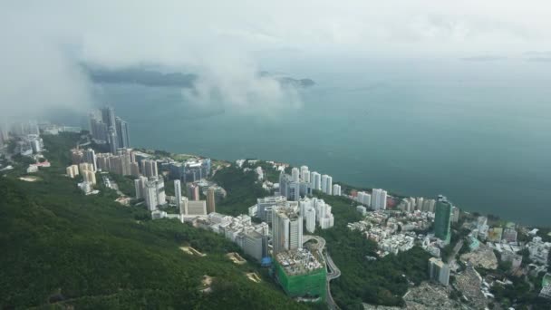 Drone Flying Forwards Revealing Aberdeen City Hong Kong Flying Cloud — Stock videók