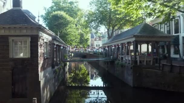 Historic Hoge Gouwe Lage Gouwe Canal Centre Gouda Netherlands View — Wideo stockowe