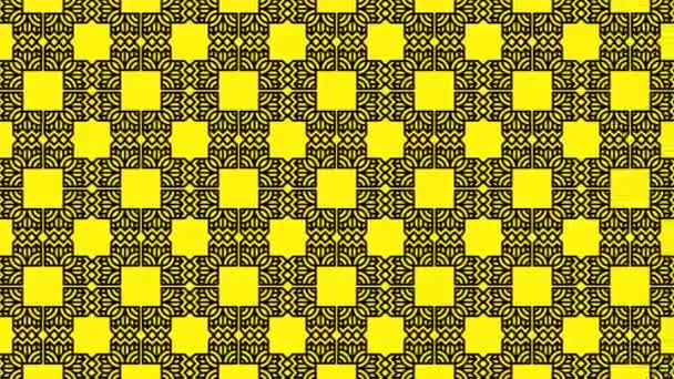Loop Video Seamless Pattern Black Yellow Colored Patchwork Tiles — Stockvideo