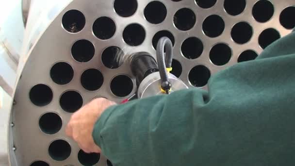 Condenser Evaporator Heat Exchanger Tube Pattern Cooling Tower Making Cutting — Vídeos de Stock