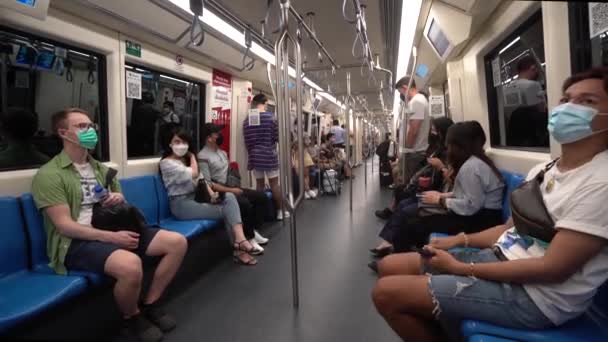 Local Turístico Sistema Transporte Trenes Públicos Rápido Conveniente Bangkok — Vídeo de stock