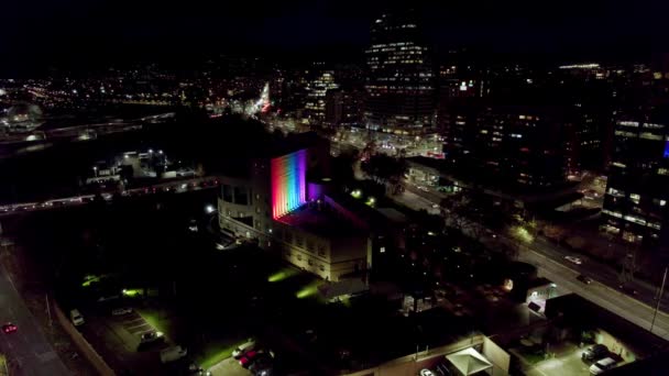 Static Aerial View Building Colors Lgbt Flag Middle Streets Traffic — Stockvideo
