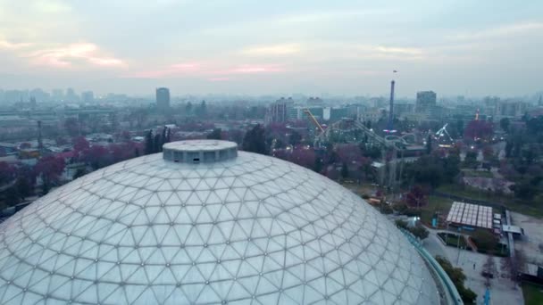 Aerial View Dolly Ellipse Amusement Park Higgins Park Santiago Chile — Stok video