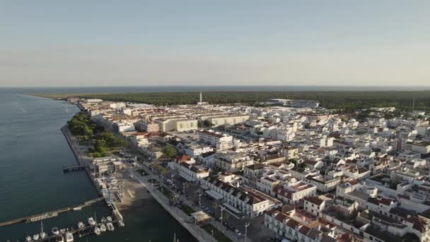 Marina Avenida Republica Vila Real Santo Antonio Cityscape Portugal Aerial — 图库视频影像