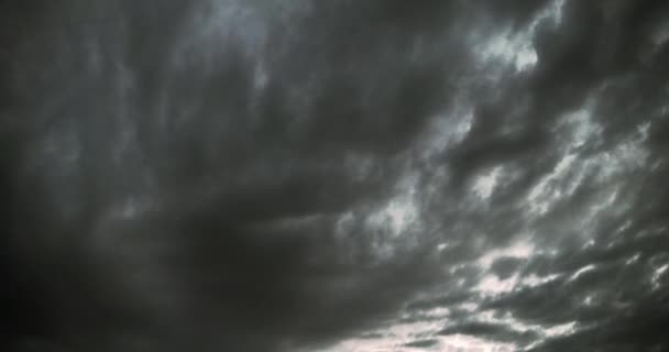 Timelapse Black Ominous Horror Clouds Roll Overhead — Stock Video