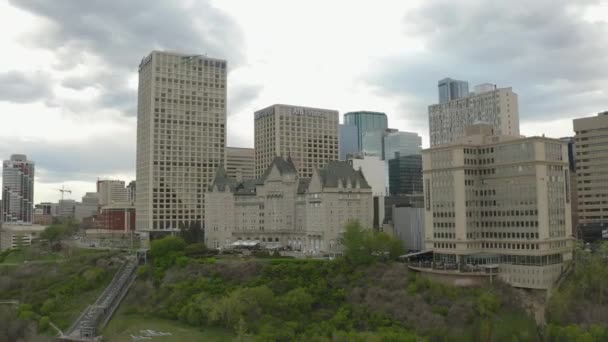 Aerial Shot Downtown Edmonton — Stock video