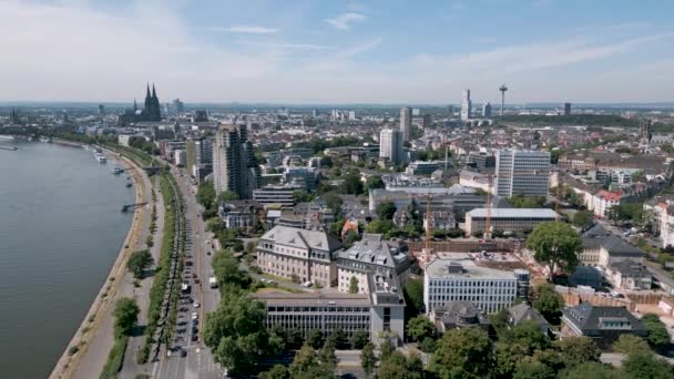 Cologne Germany Drone Aerial Bird View Panorama Kln Seen North — Stockvideo