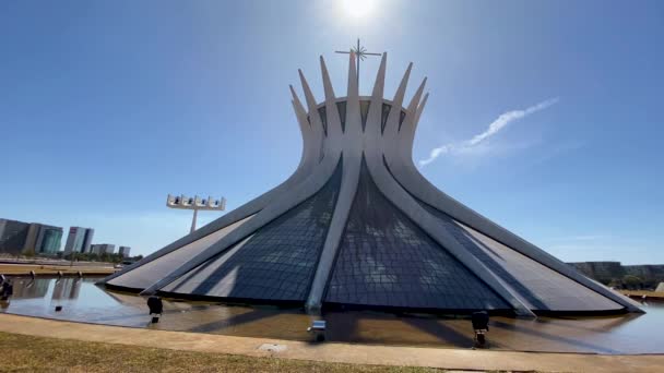 Tiro Estático Catedral Cidade Brasília Pelo Famoso Arquiteto Oscar Niemeyer — Vídeo de Stock