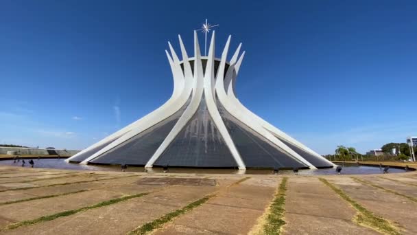 Imagens Deslizantes Para Famosa Catedral Arquiteto Oscar Niemeyer Cidade Brasília — Vídeo de Stock