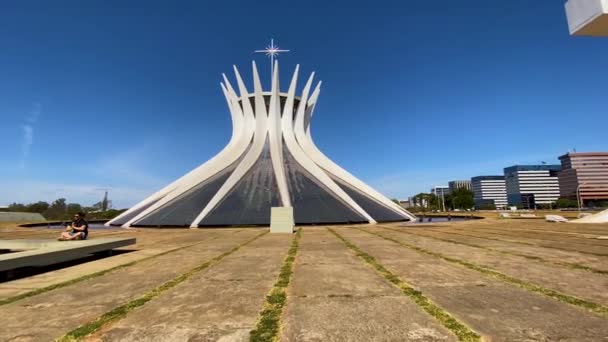 Ampla Vista Catedral Cidade Brasília Construída Com Famoso Arquiteto Oscar — Vídeo de Stock