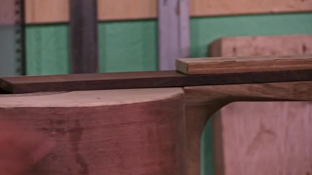 Unfinished Guitar Craftsman Woodshop — Vídeo de Stock