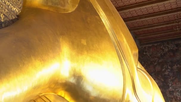 Close View Reclining Buddha Wat Pho Temple Bangkok — Stockvideo