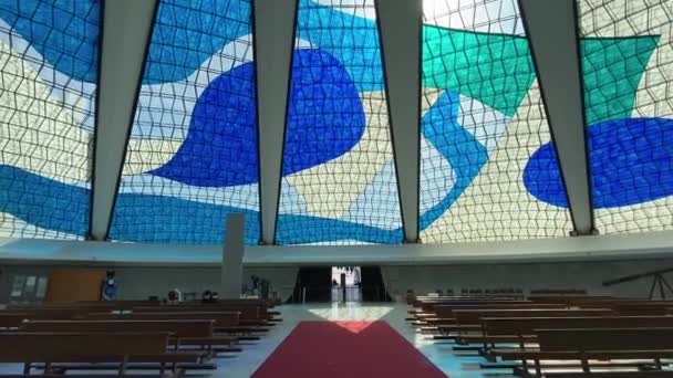 Просуваючи Зображення Через Головний Зал Кафедрального Собору Міста Бразиліа Спроектований — стокове відео